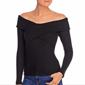 Red Haute Black Off-Shoulder Sweater